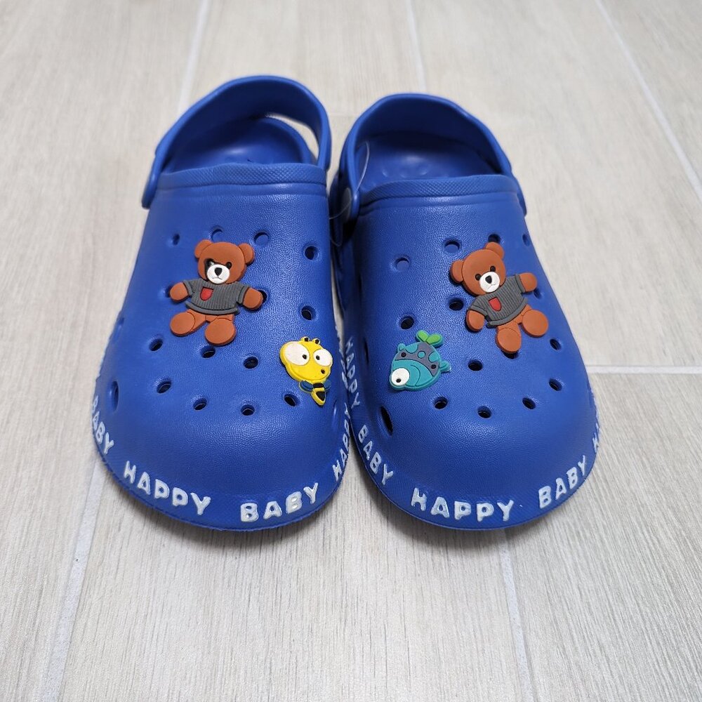 NWT Super Cute DARK BLUE Teddy Clogs Kids Unisex Slip-ons Sizes 12M … - Picture 1 of 4